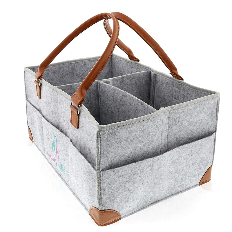 Baby Diaper Caddy Organizer Portable Tote Bag Gray