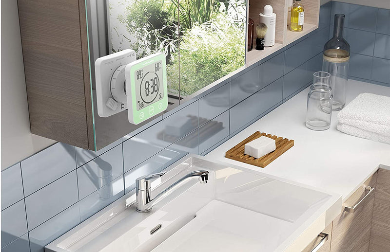 Digital Bathroom Shower Kitchen Clock Timer with Alarm, Waterproof-Green