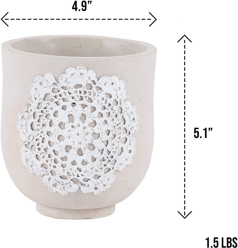 Arabesque Pattern Indoor Flower Pot 4.9" for Succulents and Flowers