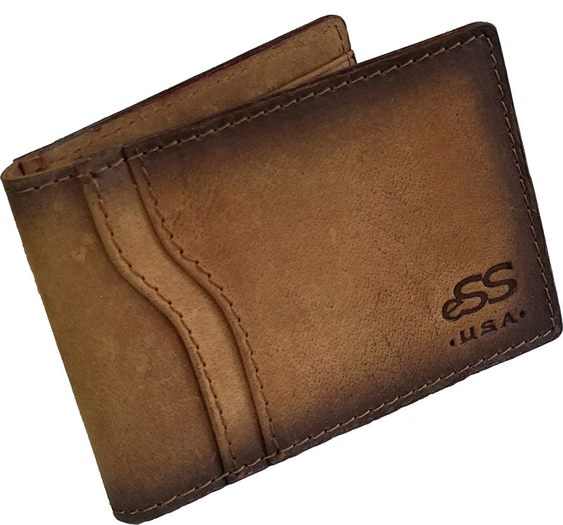 eSS Minimalist Money Clip Blocking Wallet Handmade Real Leather