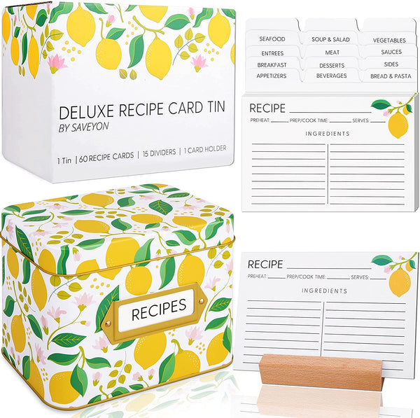 60 Lemon Decor Recipe Card Gift Box With 15 Recipe Card