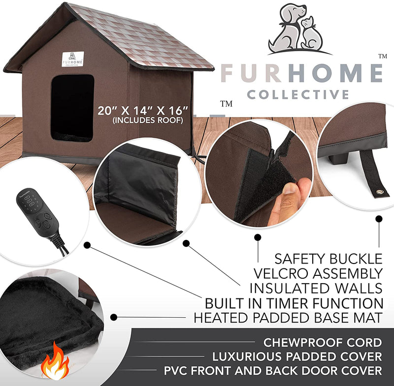 Chocoloate Color Heated Indoor Outdoor Cat House