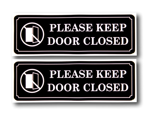 eSplanade Please Keep Door Closed Private Sign Sticker Decal (9" x 3") Black