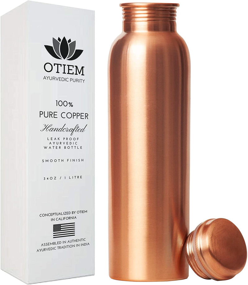 Pure Copper Water Bottle 34 Oz Smooth Finish
