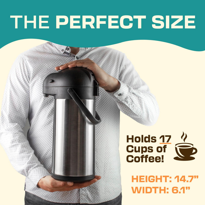 Coffee Carafe Dispenser with Pump 101oz 3L Airpot 24 Hours Hot Chocolate