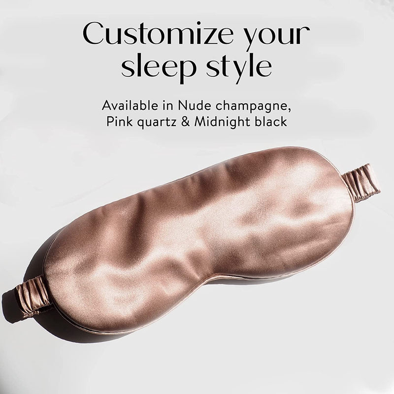 Sleep Mask Silk 100% Pure Mulberry Silk Midnight Champagne