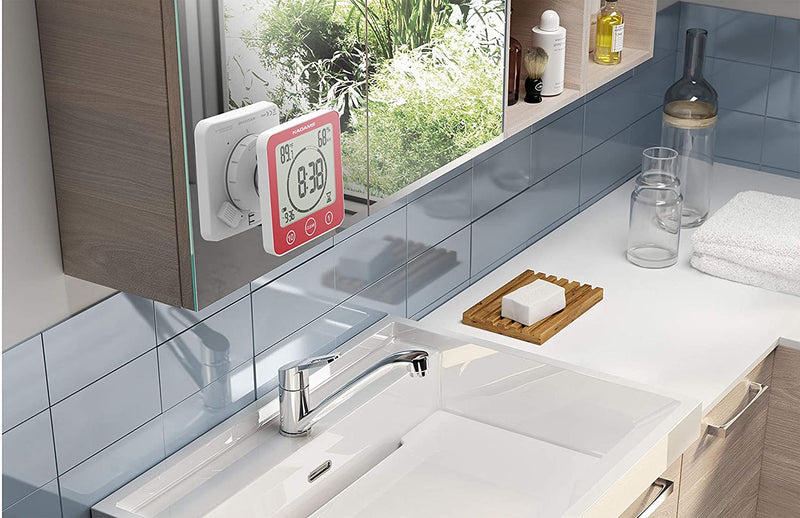 Red Waterproof Digital Bathroom Shower Kitchen Clock Timer with Alarm