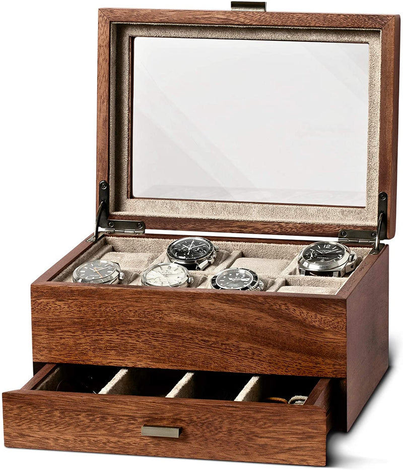 Wooden Watch Box Organizer for Men 8 Slot Wood Watch