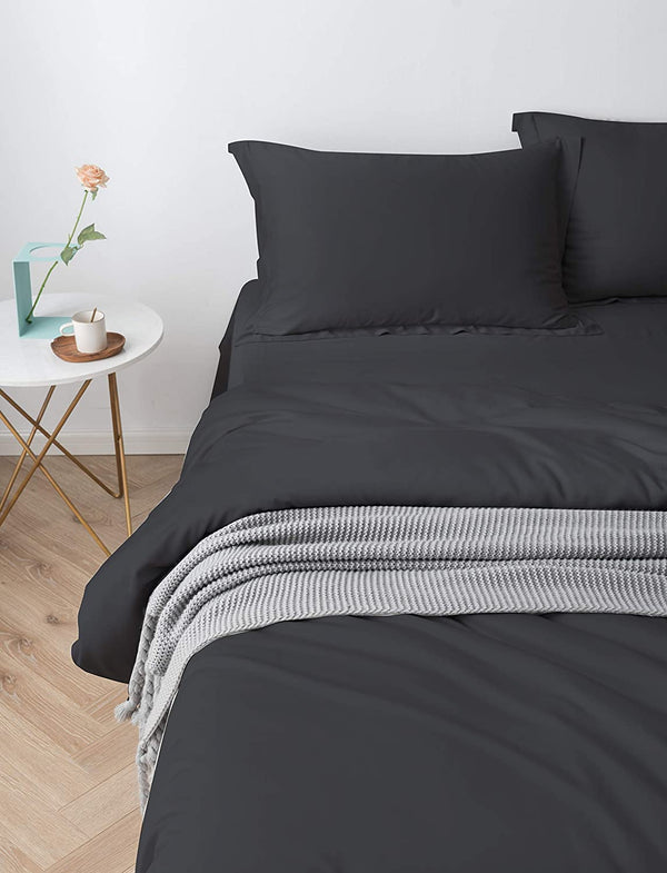 100% Organic Bamboo KING Bed Duvet Cover Set, 3 pieces, Dark Grey