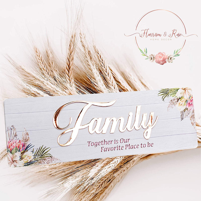 Family Together is Our Favorite Place to be Wall Sign Decor Art 17.5" x 6"