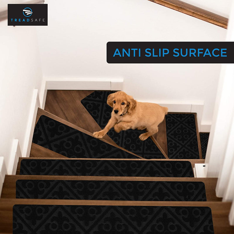 Non-Slip Carpet Stair Treads 8" x 30" (Imperial Charcoal Black) 15 Pack