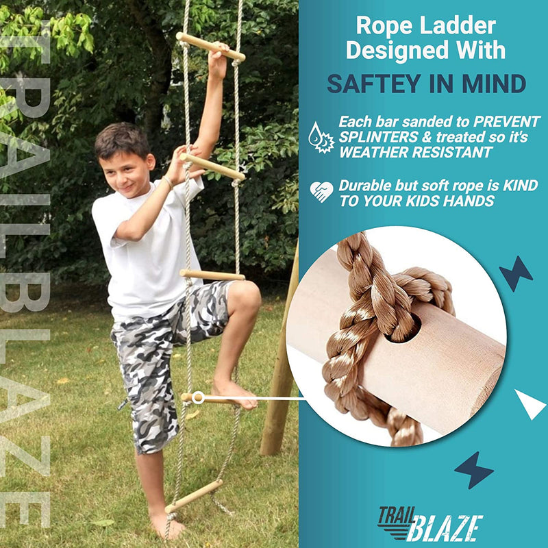 Climbing Rope Ladder for kids 6ft Buckle Straps Ninja Warrior