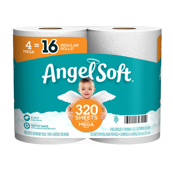 Angel Soft Toilet Paper 4 Mega Rolls