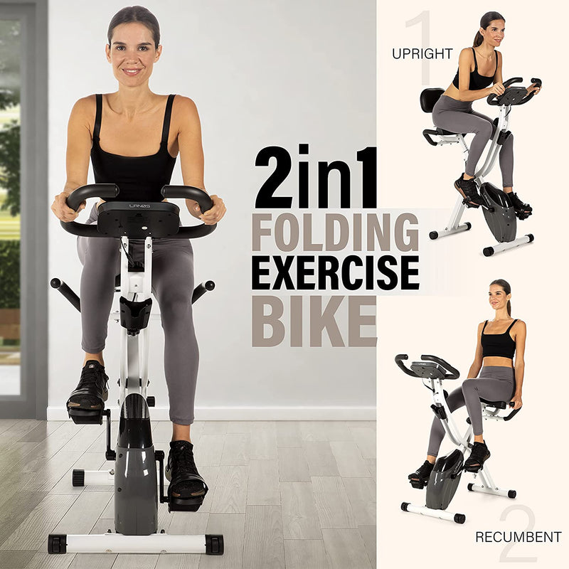 Folding Exercise Bike with 10 Levels White