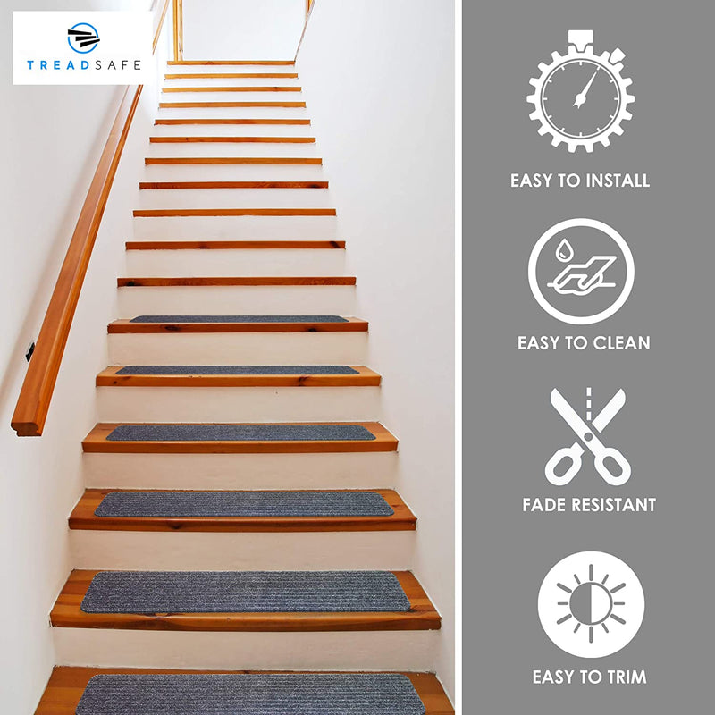 Non Slip Carpet Stair Treads 8 x 30 Gray 15 Pack