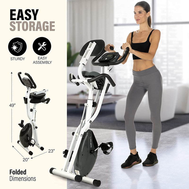 Folding Exercise Bike with 10 Levels White