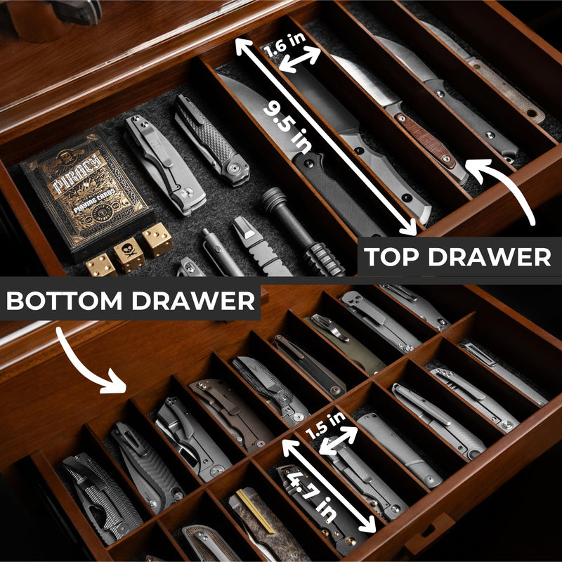 Display and Store Your Knife Collection with The Armada – Premium Pocket  Knife Display Case for 40-50 Knives – Huge Drawers – Christmas Gift for Men  –