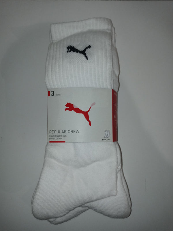 Puma Men Size 47 49 White Sole 3 Socks