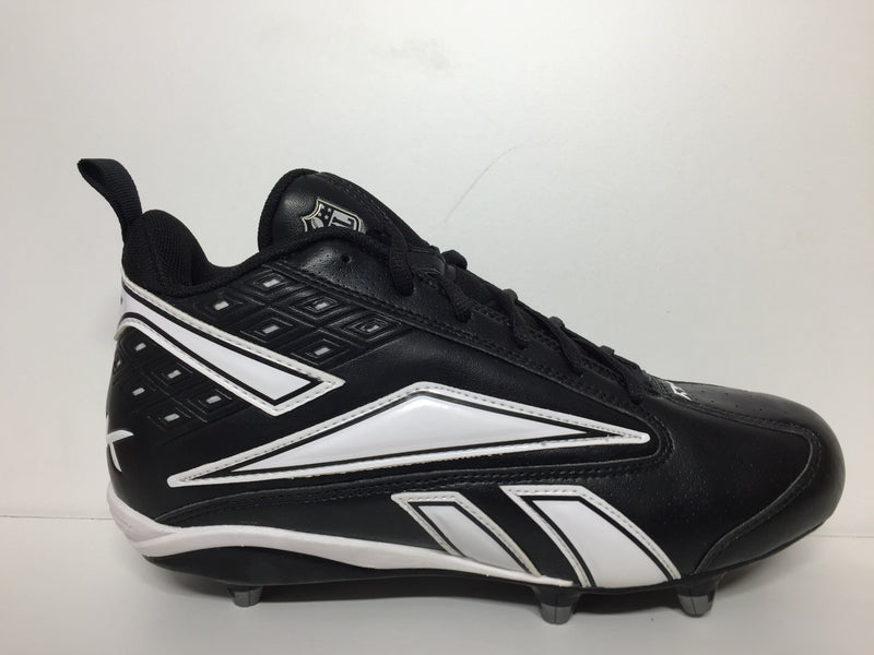 REEBOK Men SIZE 8 1/2 WHITE/BLACK-CLEATS AMERICAN Pair Of Shoes
