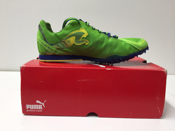 PUMA Men's SIZE 7 GREEN/BLUE/FLUO YELLOW RUNNING  TFX DISTANCE V4 Pair of Shoes
