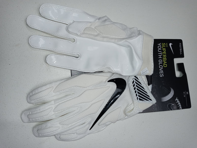 Nike Youth Superbad 4.5 White Black Size Medium gloves