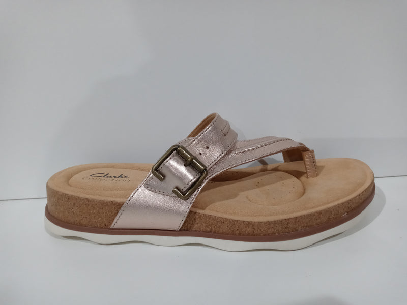 Clarks Brynn Madi Fat Sandal Rose Gold Leather Size 10 Wide Pair Of Shoes