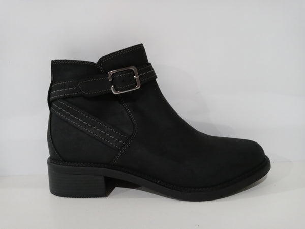Clarks Women Maye Strap Ankle Boot Size 9.5 Black Leather Pair Of Shoes