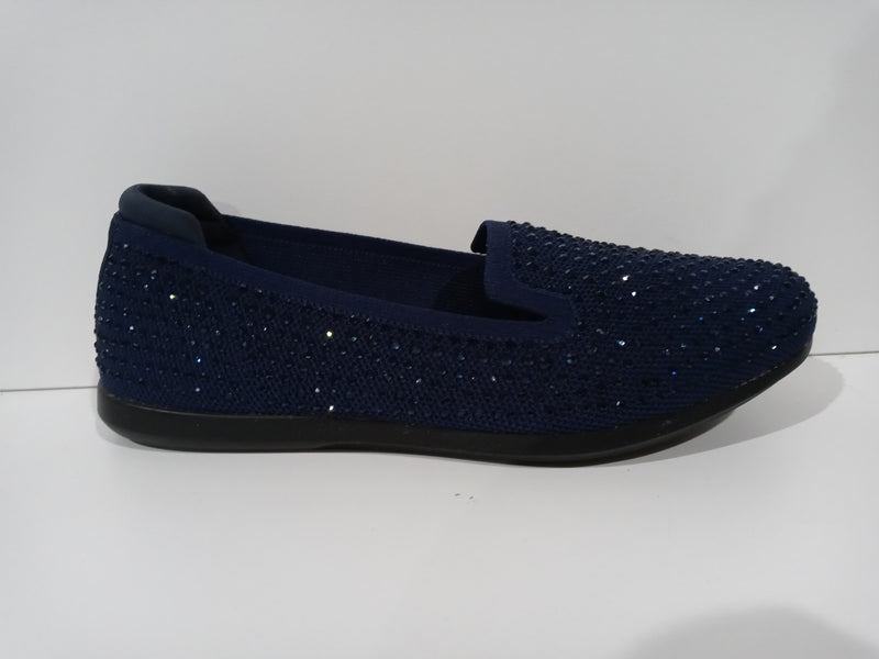 Clarks Womens Carly Drean Loafer Flat Navy Knit With Sparkles Size 7 Pair Of Shoes