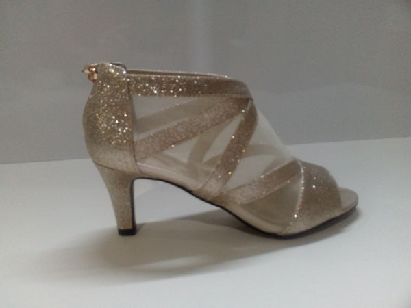 Easy Street Dazzle Womens Pump Color Gold Glitter Size 7.5 Pair Of Shoes