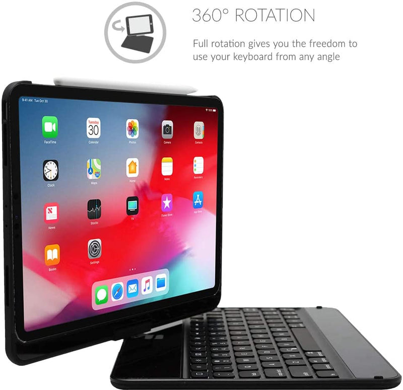 Snugg iPad Pro 12.9 Keyboard Case (2020-4th Gen), Funda de teclado inalámbrico con retroiluminación Bluetooth Negro
