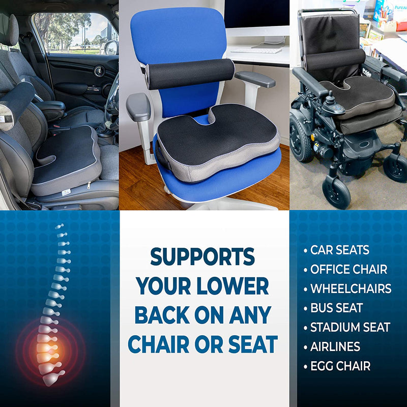 Elmara Car Seat Cushion for Car Seat Driver Lumbar Support Pillow for Car  Combo