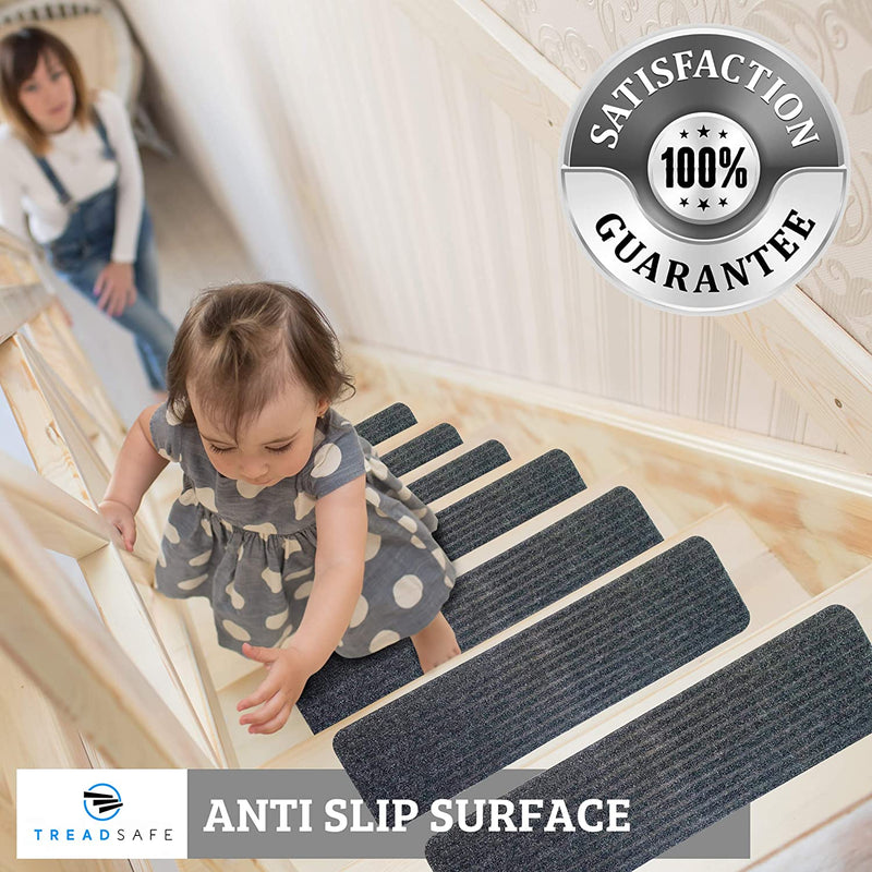 Non Slip Carpet Stair Treads 8 x 30 Gray 15 Pack