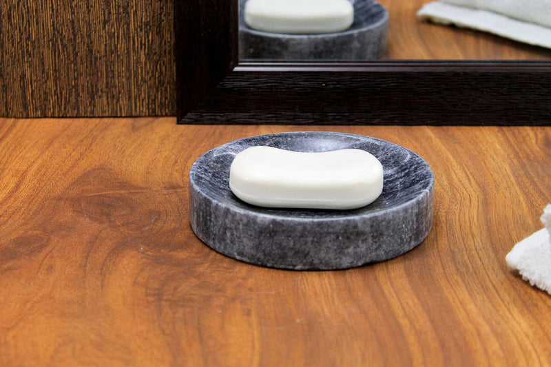 KLEO Natural Stone Soap Dish Soap Holder Bath Accessories for Bathroom, Tub or Wash Basin Accessories (Grey)