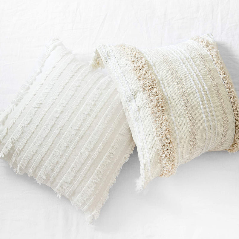 2 Pack Decorative Throw Pillow Covers 18x18 White Textured