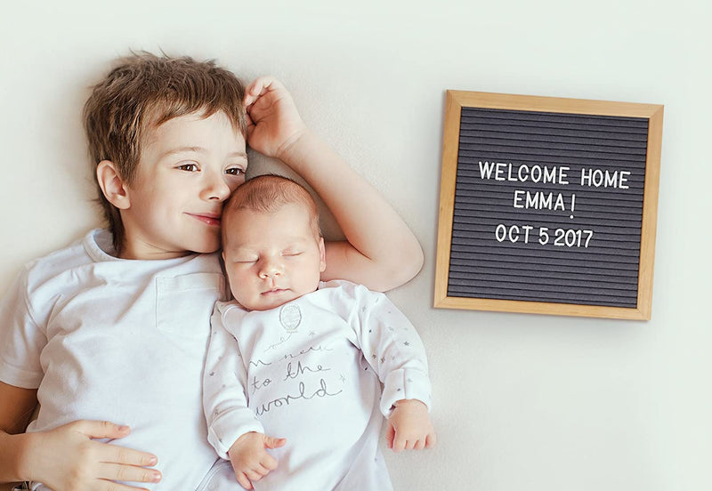 Felt Letter Board For Birth Announcement Adjustable Tripod Stand Grey 10x10