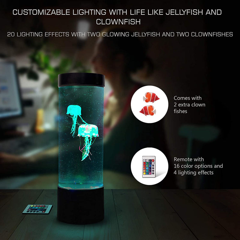 Jellyfish Lava Lamp 20 Color Aquarium Night Light Mood Adults Kids Bedroom