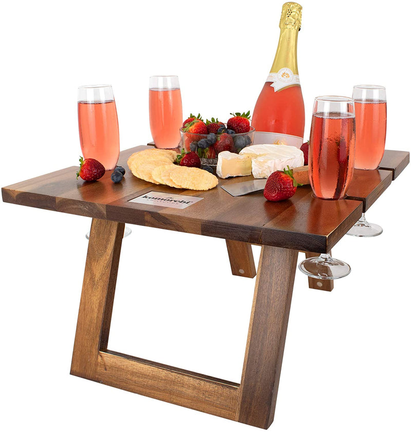 Komorebi Portable Folding Wine Champagne Picnic Table Camping Outdoor Dinner