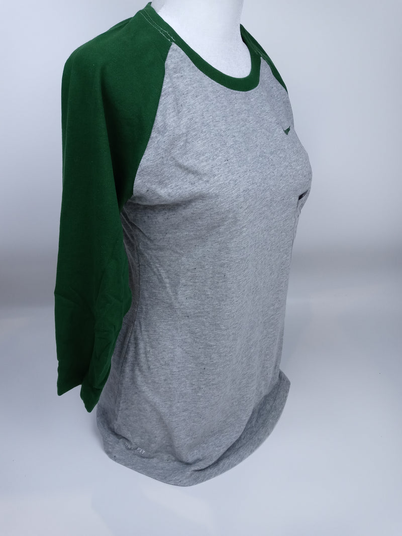 Nike Women's Team 3/4 Raglan Dark Grey Heather Green X-Small T-Shirt