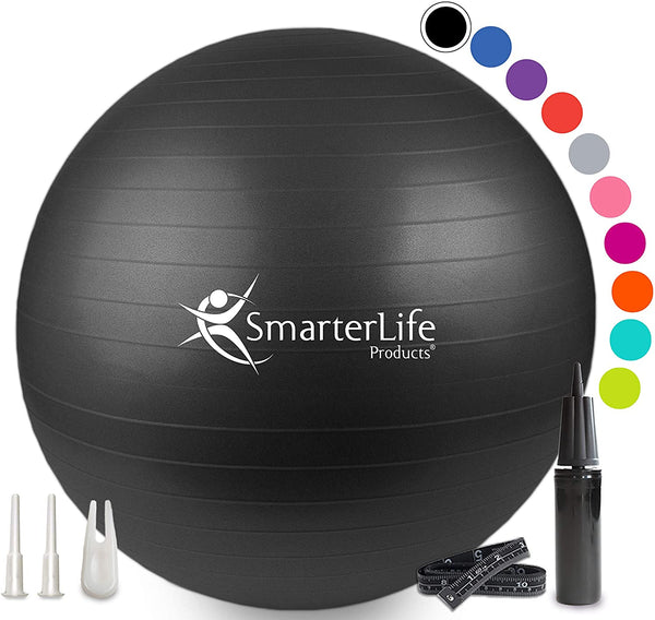 Smarterlife Workout Exercise Ball For Fitness Yoga Balance 45 Cm Black