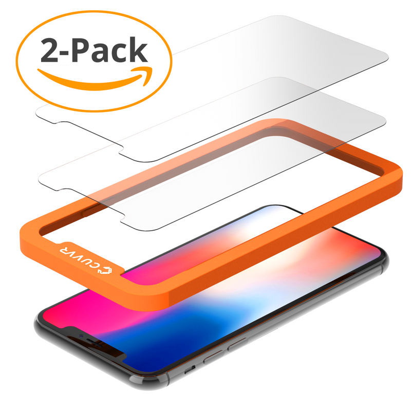 2 Pack Glass Screen Protector for iPhone X GlassDefense Electroplated Tempered