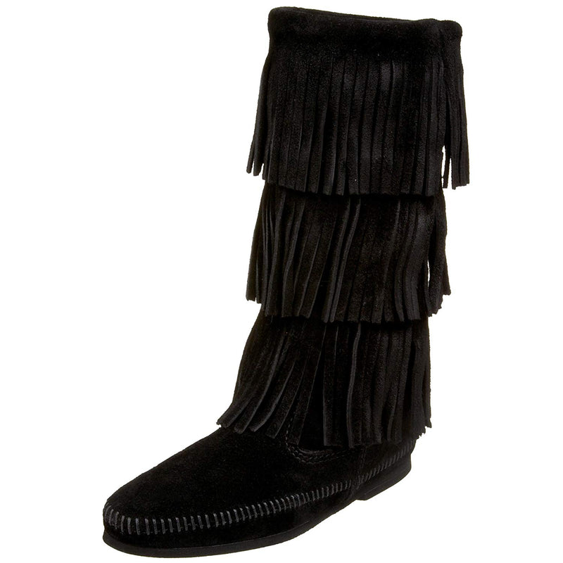 Minnetonka Womens 3-Layer Fringe Leather Closed Toe Mid-Calf Fashion Boots Size 11 B(M) US