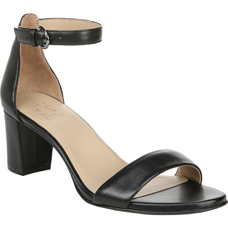 NATURALIZER Womens Black Almond Toe Block Heel Buckle Leather Dress Sandals 9.5 W Size 9.5M