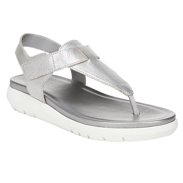 NATURALIZER Womens Silver 1  Platform T-Bar Detail Non-Slip Cushioned Adjustable Lincoln Round Toe Wedge Leather Thong Sandals 12 M Size 12 W