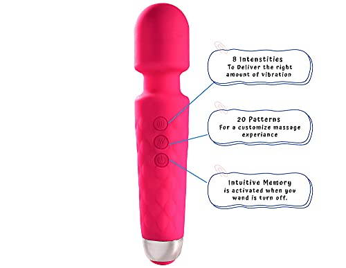 Personal Massager for Women 20 Vibration Modes 8 Speeds Deep Tissue Pink