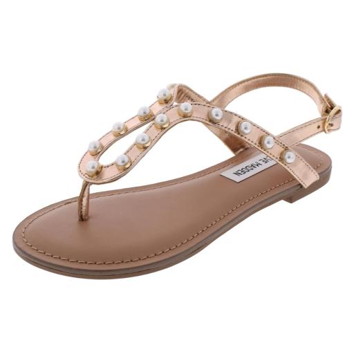 Steve Madden Womens Hideaway Leather Pearl Thong Sandals c