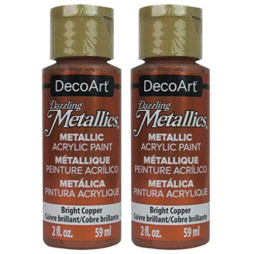 DecoArt 2 Pack Dazzling Metallics Acrylic Colors Bright Copper 2 Ounces Each