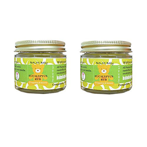 BALM! Baby Eucalyptus RUB Natural Chest Tummy Stuffy 2 oz Glass Jar Pack of 2