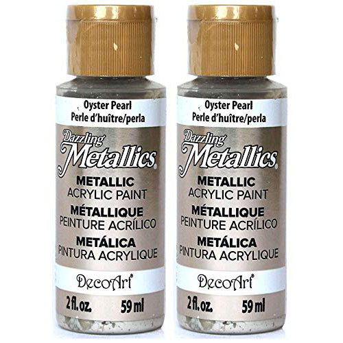 DecoArt 2 Pack Dazzling Metallics Acrylic Colors Oyster Pearl 2 Ounces Each