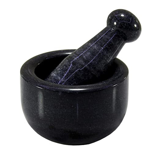 KLEO 3" Diameter Black Natural Stone Mortar and Pestle Set Spice - Small Size Black