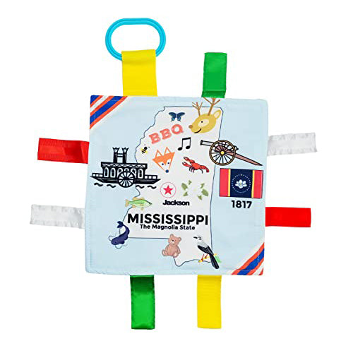 The Learning Lovey US State Facts Sensory Tag Crinkle Stroller Toy for Baby